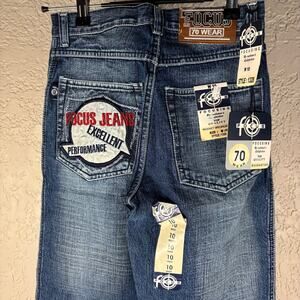 NWT Focus Jeans Y2K Sz 10 Embroidered Wide Leg Skater Jeans